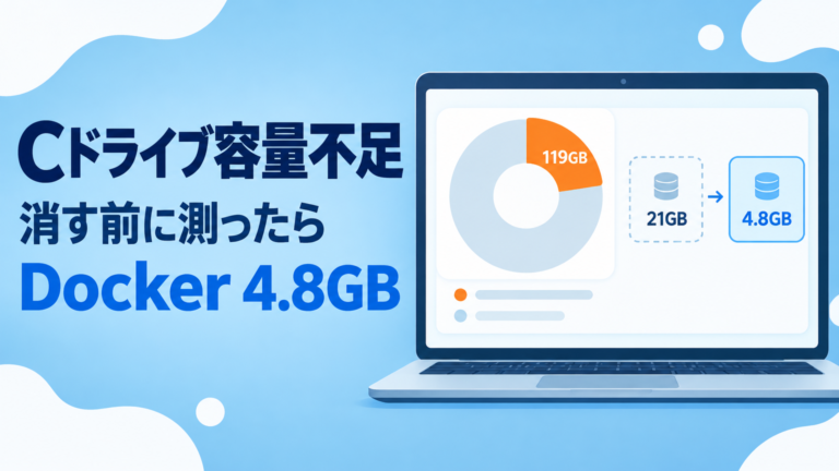 Cドライブ容量不足｜消す前に測ったらDockerは4.8GB